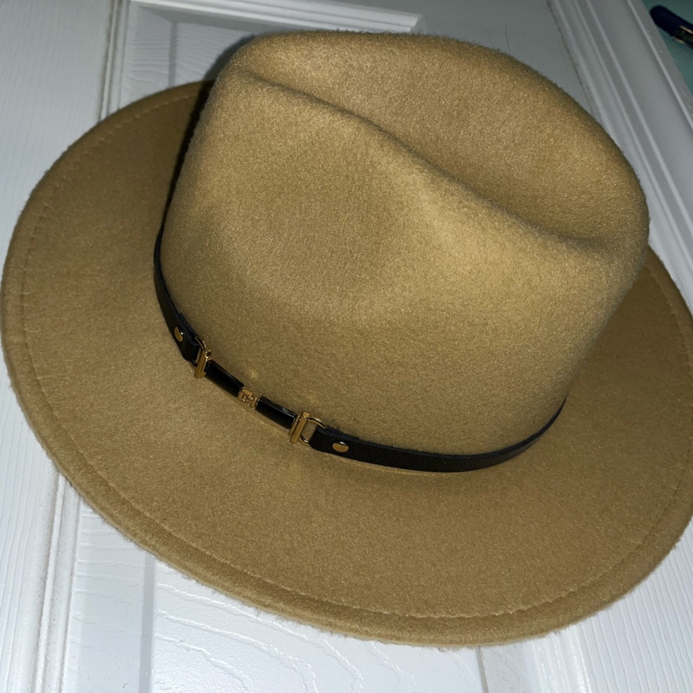 Tan Flat Brim Hat